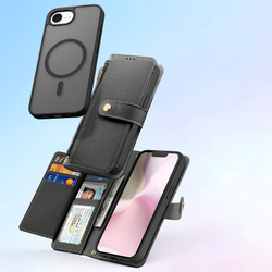 Чехол кошелек с MagSafe из TPU кожи от Dux Ducis для iPhone 16e, SE (с 2025-), серия Lawa Series Case