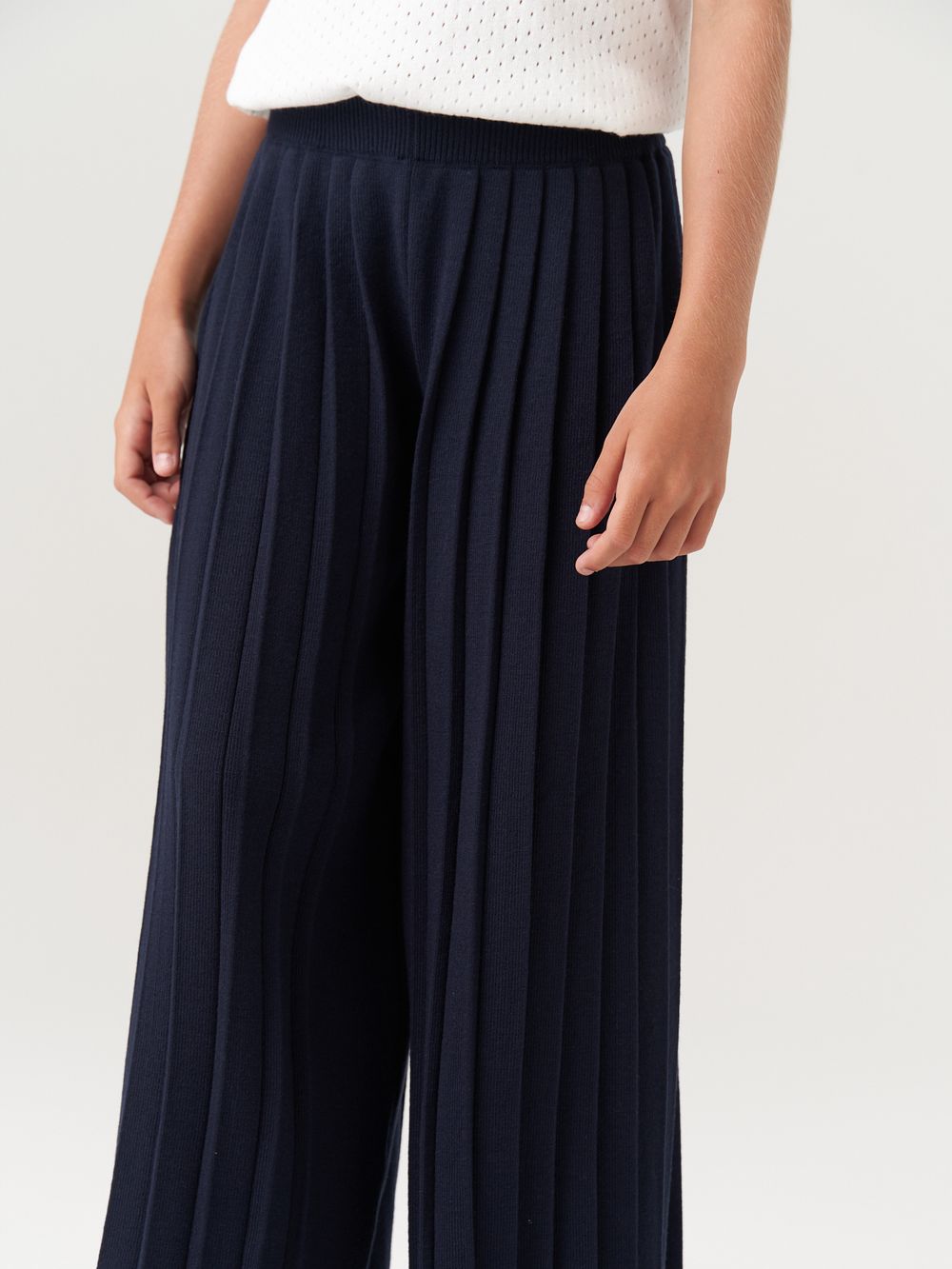 Школьные широкие брюки для девочки AT726-2 синий