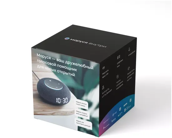 Умная колонка VK Капсула мини (с часами), тёмная серая