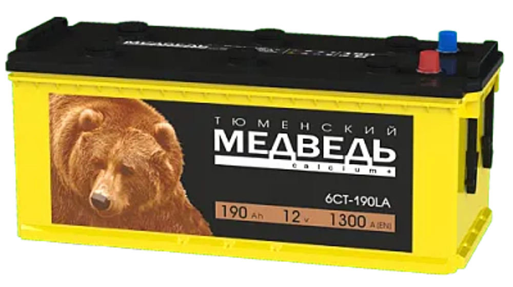 Аккумулятор 6СТ-190 А.ч., о.п., R+, Тюменский Медведь (конус)