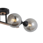 Люстра потолочная 4х60Вт E27, металл/стекло/дерево, черный/дерево, дымчатый плафон