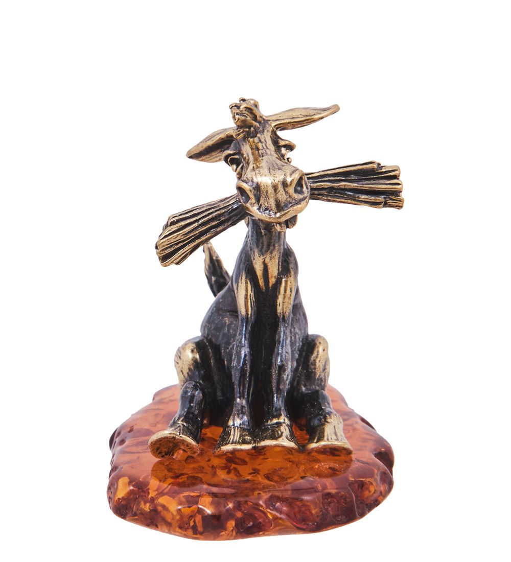 Народные промыслы AM-4161 Фигурка «Лошадь Ланч» (латунь, янтарь)