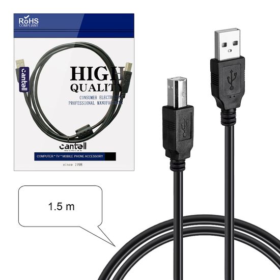 Кабель USB 2.0 для принтера 1.5M черный