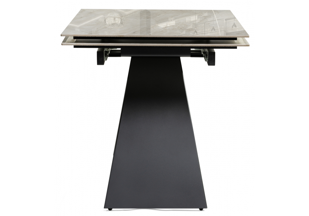 Керамический стол Woodville Хорсборо 140(200)х80х79 dyna fantasico grey, черный, ножки черные