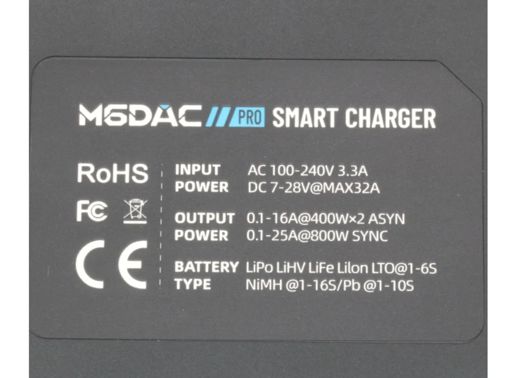 Зарядное устройство ToolkitRC M6DAC V2 PRO (двухканальное, AC/DC, 200/800 Вт)