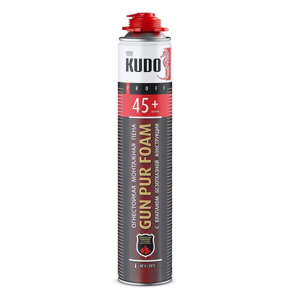 Пена монтажная KUDO, профессиональная, 45 л, 1л, 900 г, огнестойкая, всесезон, KUPPF10U45+