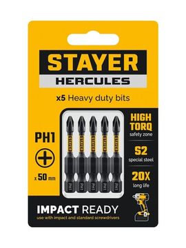 Торсионные биты STAYER PH 1, 50 мм, 5 шт HERCULES