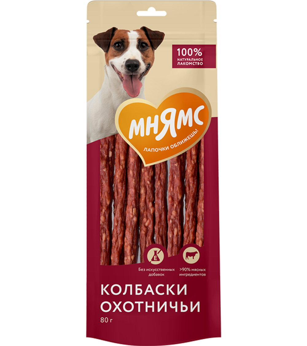 Мнямс Лакомство для собак Колбаски охотничьи 80гр.