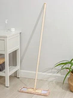 Швабра для мытья пола плоская Доляна, насадка букля 42×12 см, металлическая ручка 120 см, цвет МИКС