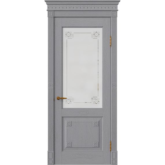 Межкомнатная дверь массив дуба Viporte Флоренция серый жемчуг остеклённая