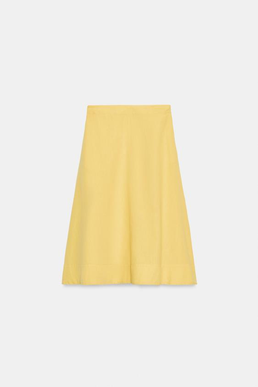 ZARA ЮБКА МИДИ ИЗ СМЕСОВОГО ЛЬНА — ZW COLLECTION, СВЕТЛО-ЖЕЛТЫЙ