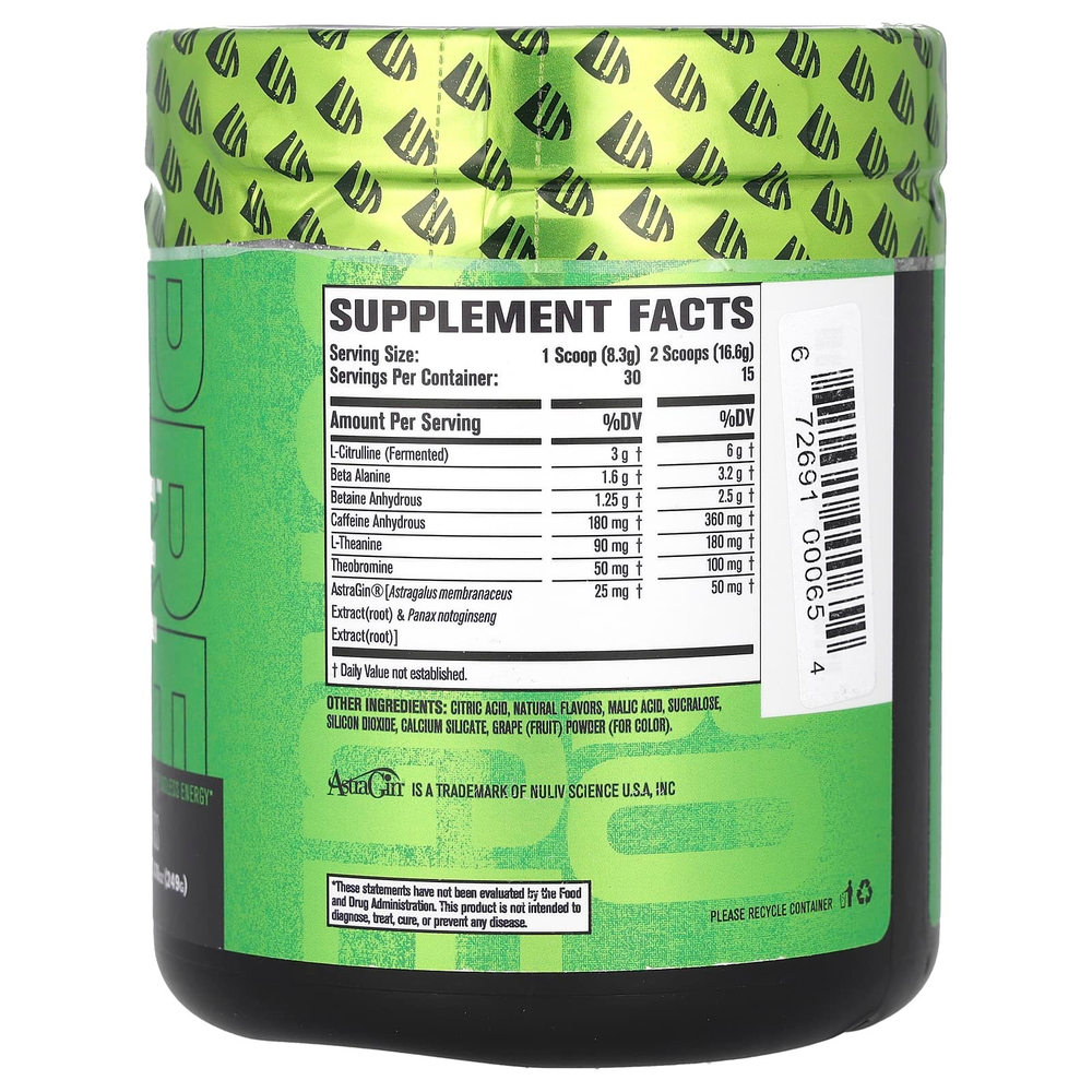 Jacked Factory, Nitro Surge, предтренировочный комплекс, со вкусом лимонада из голубики, 249 г (8,87 унции)