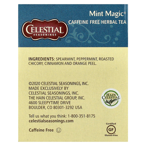 Celestial Seasonings, Herbal Tea, Mint Magic®, без кофеина, 20 чайных пакетиков, 41 г (1,4 унции)