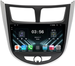 Магнитола для Hyundai Solaris 1 2010-2016 (рамка серебристо-черная тип 3) - FarCar DX9-7011F3 монитор 9.5" IPS на Android 13, 4+64Гб, CarPlay