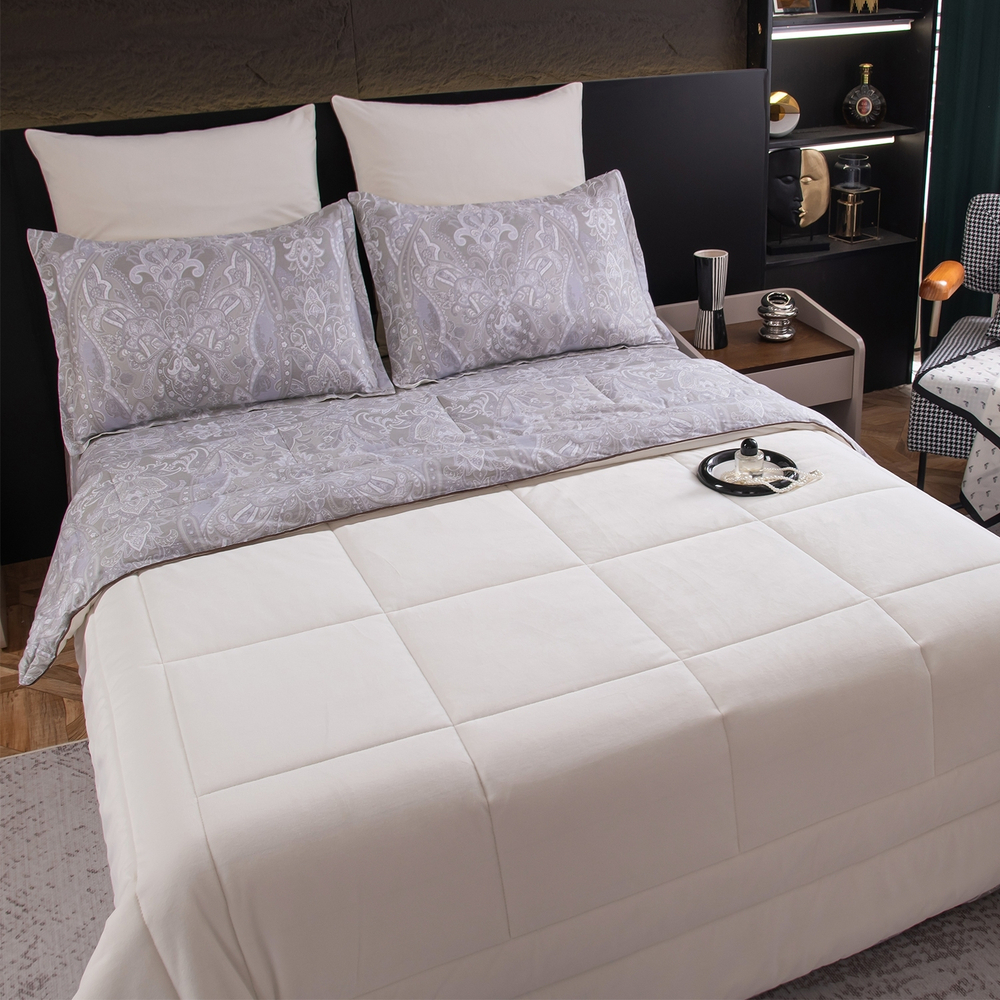 Комплект постельного белья на резинке Сатин Velouria Luxe с Одеялом VLR002