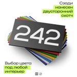 Номер на дверь 242, табличка на дверь для офиса, квартиры, кабинета, аудитории, склада, черная 120х70 мм, Айдентика Технолоджи
