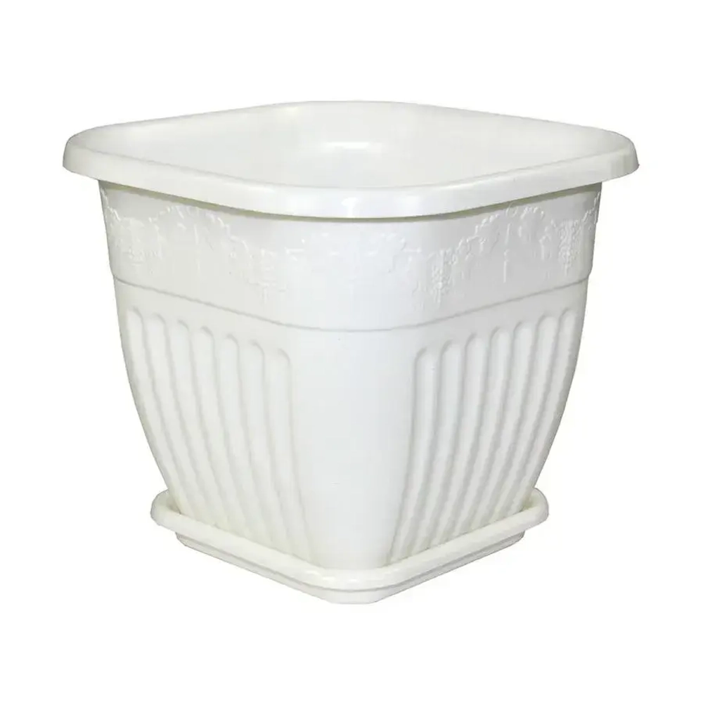 Горшок-Кашпо 'Лозанна' 3л квадратный с поддоном /белый (комплект 15 шт)