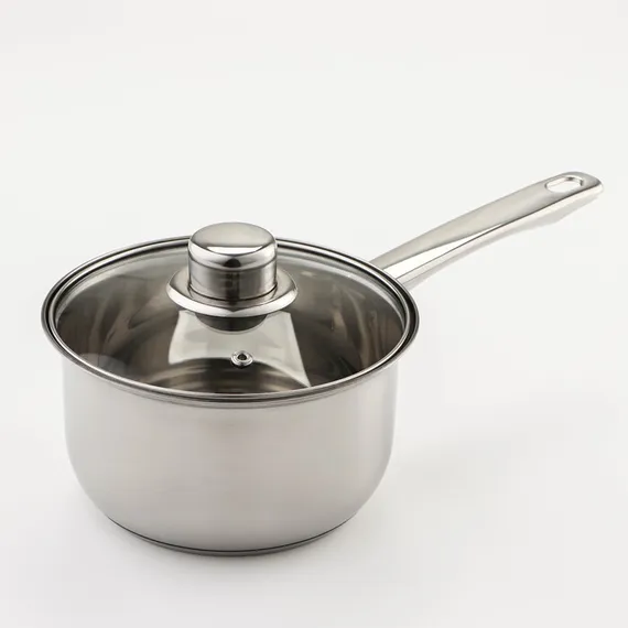 Набор Доляна «Классика», 8 предметов: ковш 1,5 л, 2 кастрюли 2/3 л, сковорода d=24 см, 4 крышки, стенки 0,3 мм, дно 5 мм