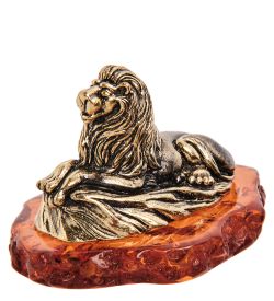 Народные промыслы AM-3158 Фигурка «Лев Саванна» (латунь, янтарь)