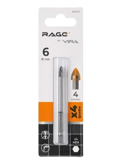 Сверло по стеклу и керамике 6 мм Quadro-X HEX RAGE by VIRA