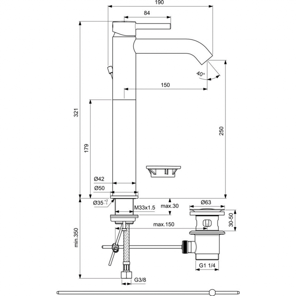 Смеситель Ideal Standard CERALINE BC194AA для умывальника