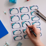 Наклейки для школы Динозавр (синий), 56 шт