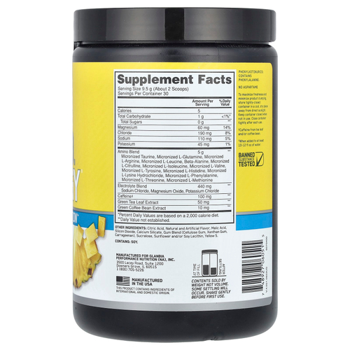 Optimum Nutrition, ESSENTIAL AMIN.O. ENERGY + ELECTROLYTES, ананасовый твист, 285 г (10,05 унции)