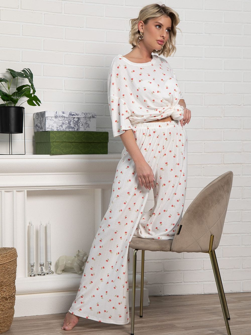 Костюм домашний с брюками Мона (белый) К15209-1М LT Collection