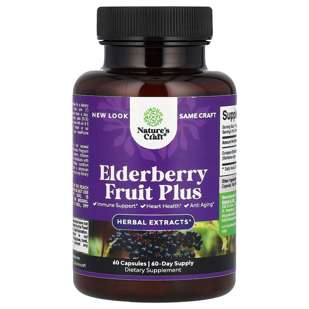 Nature's Craft, Плоды бузины, 600 мг, 60 капсул