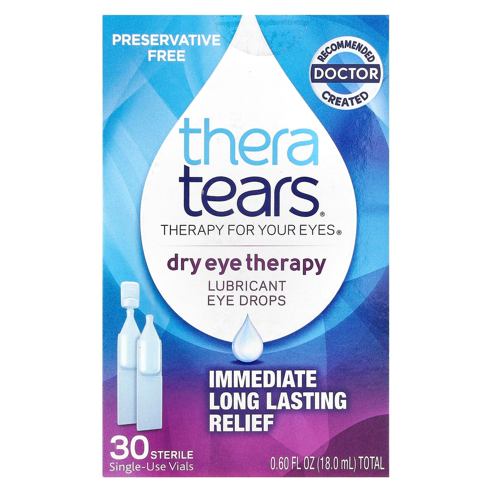 TheraTears, Dry Eye Therapy, глазные капли со смазкой, 30 стерильных одноразовых флаконов