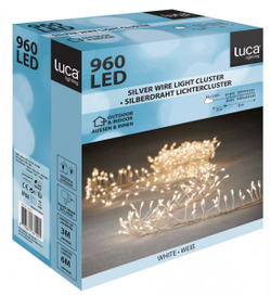 Декор гирлянда Кластер белый свет провод серебро 960 ламп 600см Luca Lighting