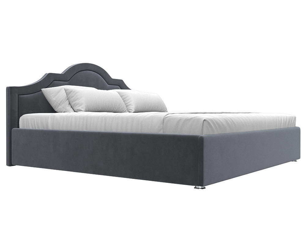 Кровать интерьерная Афина 200, Серый, Велюр, 108348