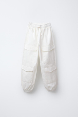 ZARA КОМБИНИРОВАННЫЕ БРЮКИ С КАРМАНАМИ, ЭКРЮ