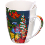 Кружка керамическая 370мл «Веселый Дракоша» с ложкой в подарочной коробке