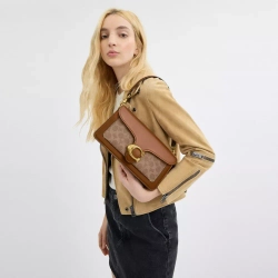 COACH СУМКА ЧЕРЕЗ ПЛЕЧО SIGNATURE CANVAS TABBY 26, КОРИЧНЕВЫЙ