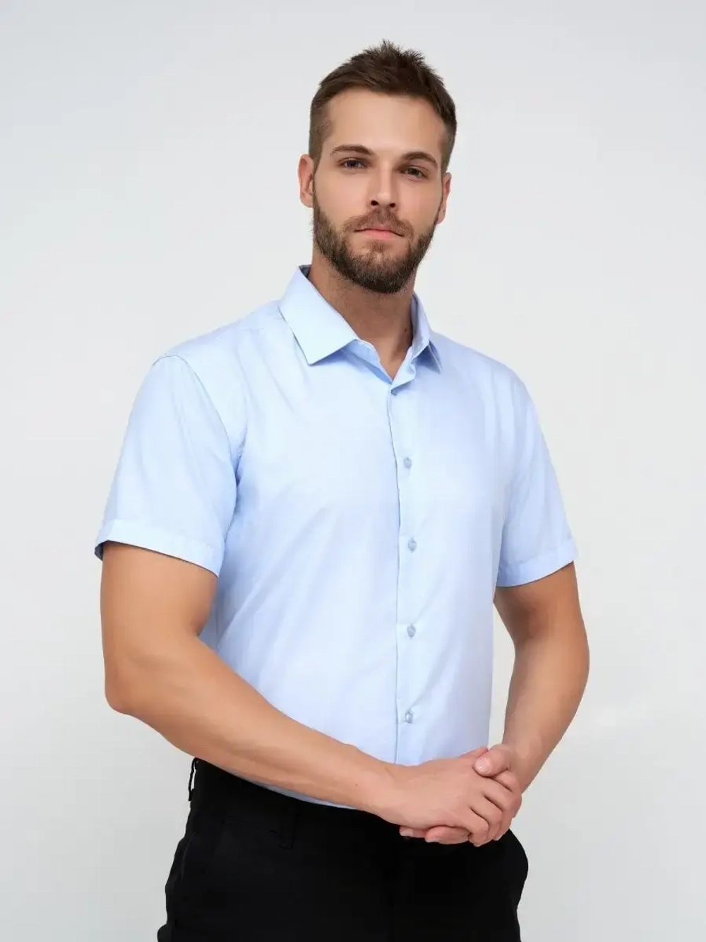 Рубашка приталенная с коротким рукавом