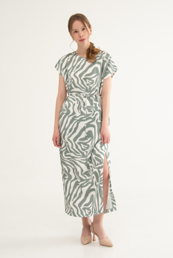 Платье женское 3946АПА, бело-зеленый #270БЗ053946АПА