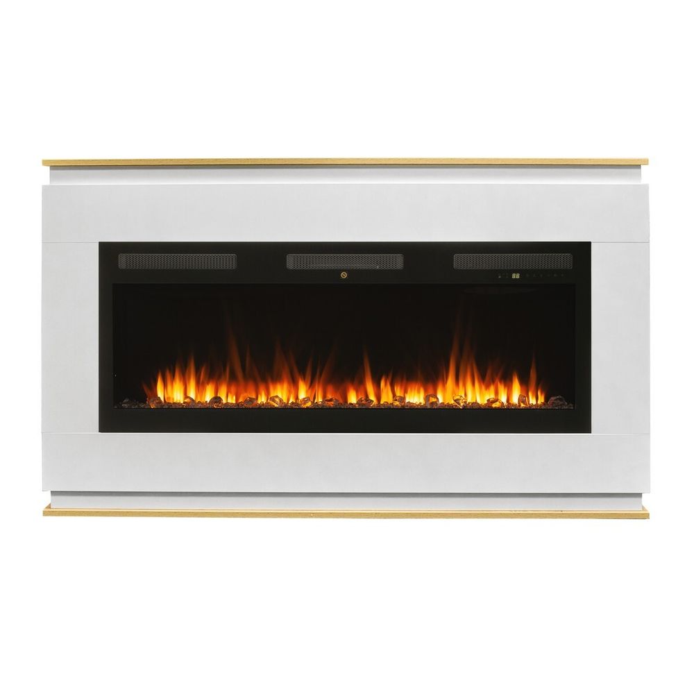 МАРТА R ЕMR50 WT-LCB510/LO -LCB113 Белый/Дуб сонома + EMERALD-S 50 (SL50) Электрокамин