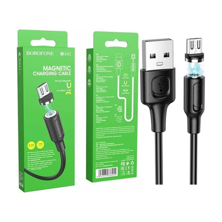 Кабель для зарядки Borofone BX41 USB-A - micro-USB, 2.4A, 1м, магнитный, черный