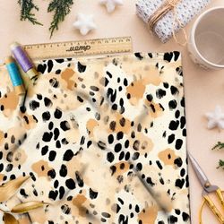 Ткань премиум интерлок черные пятна на розовом