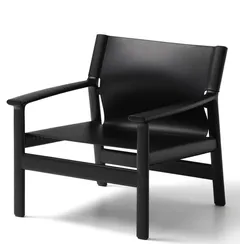 Кресло Jan из переработанной кожи черного цвета и ясеня в черном цвете