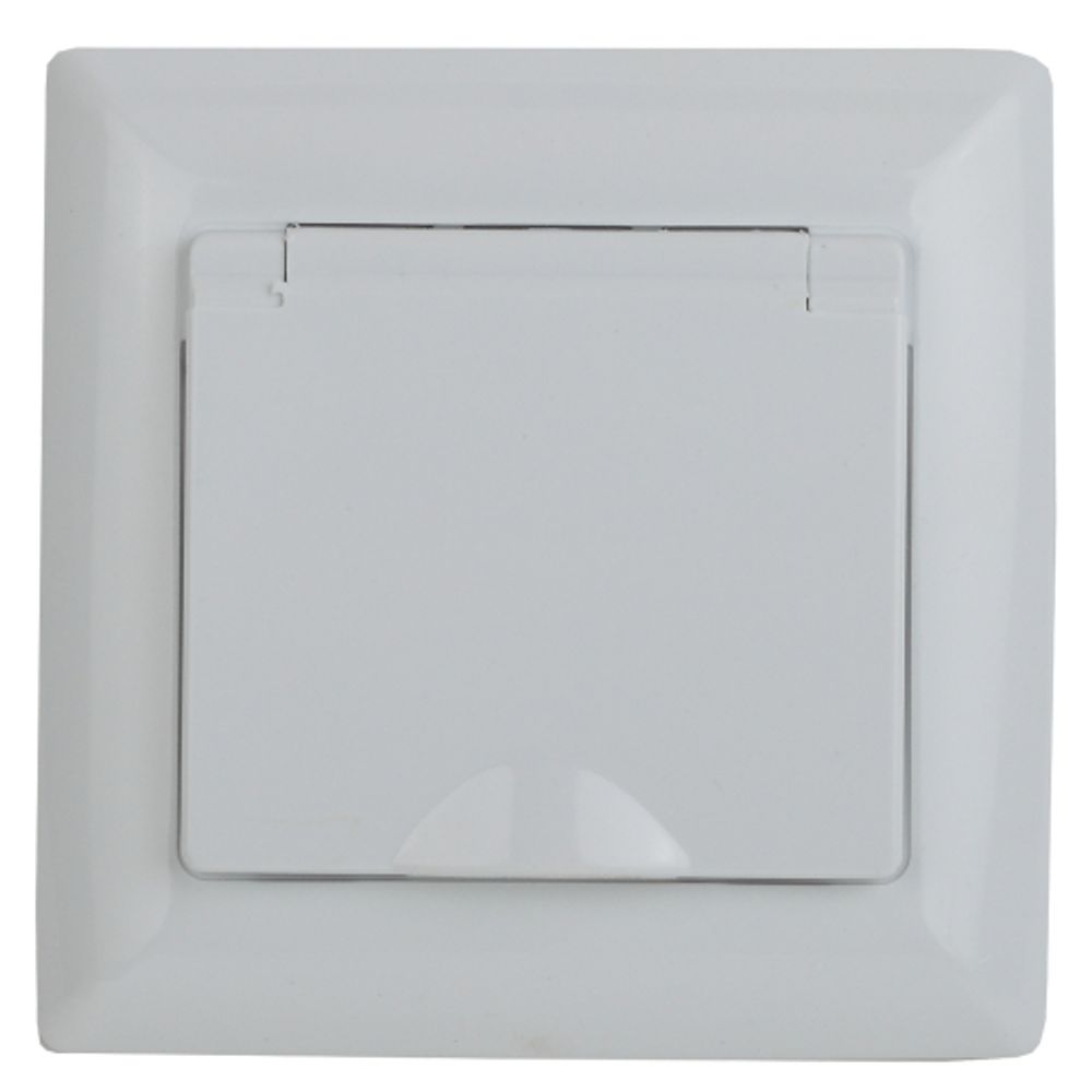 Розетка Intro Solo 4-209-01 2P+E Schuko с крышкой и шторками 16А-250В IP44 СУ белый | Intro Solo