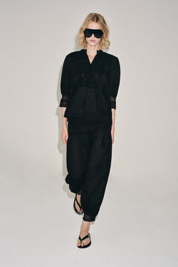 ZARA БЛУЗА С ВЫШИВКОЙ — ZW COLLECTION, ЧЕРНЫЙ