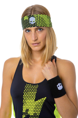 Женский топ теннисный Hydrogen Tech Thunderbolt Tank Top - black/yellow fluo