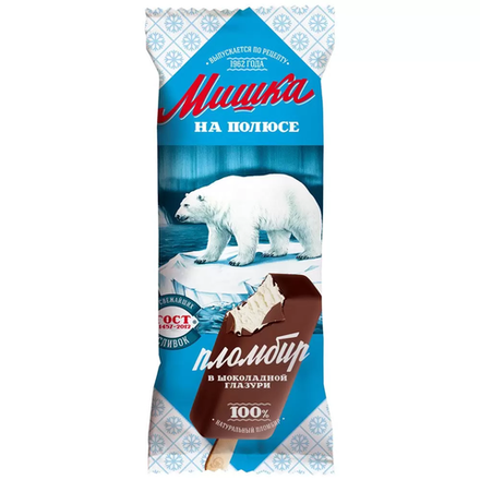 Мороженое Миша на полюсе Пломбир на сливках в глазури 70 гр