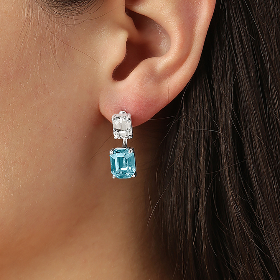 Серьги-трансформеры 2-in-1 Dyrberg Kern TETI SS AQUA / CRYSTAL 460007