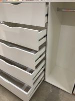 Комод 5 ящиков со штангой МДФ софт белый/белый