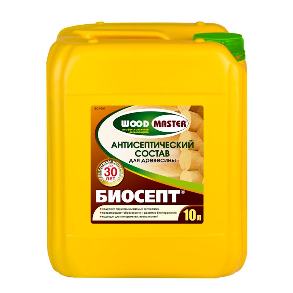 Пропитка по дереву WOODMASTER Биосепт бесцв. 10л (Рогнеда) НЕМОРОЗ. от 0 С (в  т.ч. д/ минер.поверх)