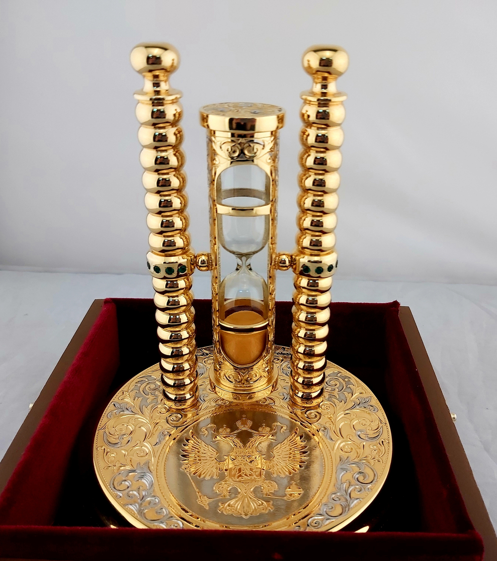 Песочные часы "Герб России" с фианитами (Златоуст)