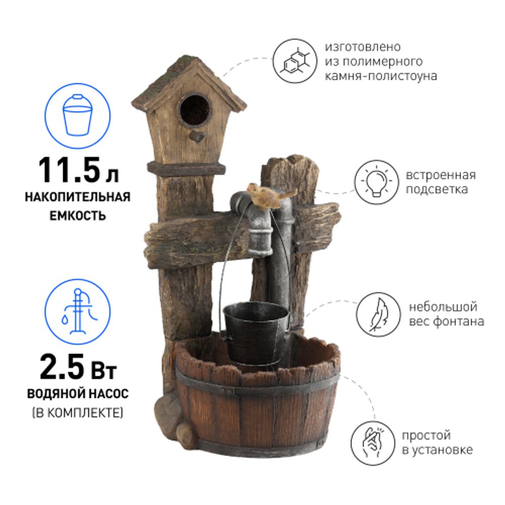 GWXF02400-S GREEN APPLE Фонтан садовый Лесной дом 73,5см